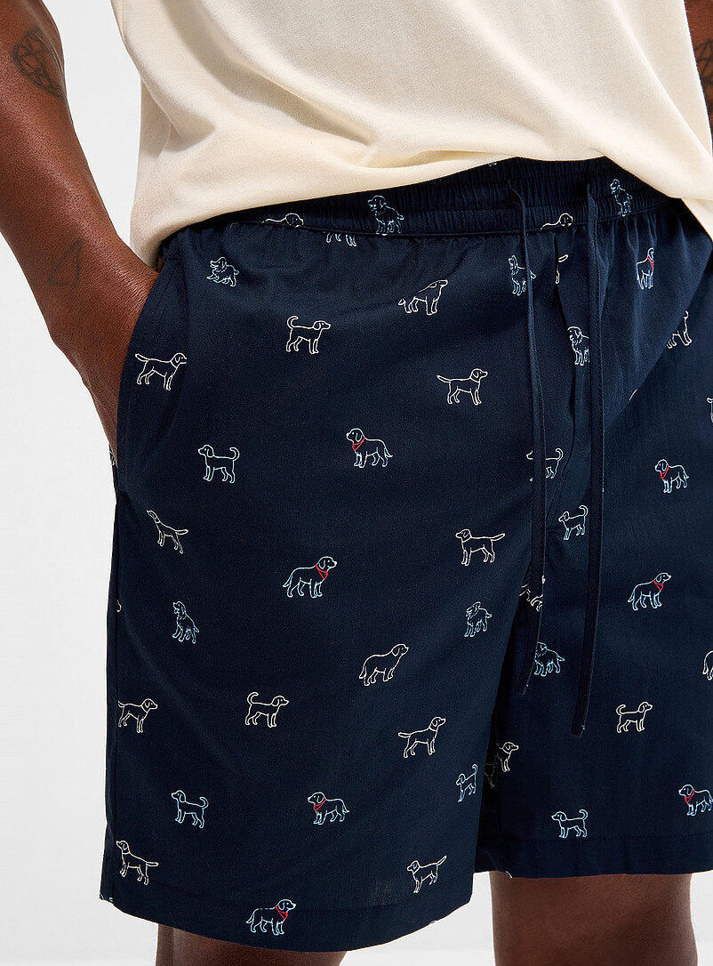Simons x Mira Indigo/Dark Blue Little dog poplin pyjama short <b>In support of the Mira Foundation</b> for men