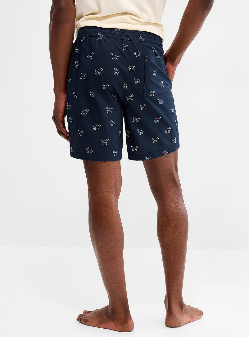 Simons x Mira Indigo/Dark Blue Little dog poplin pyjama short <b>In support of the Mira Foundation</b> for men