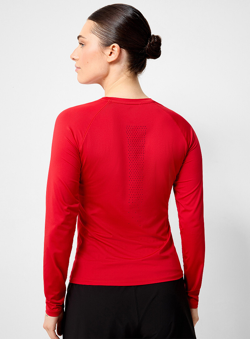 I.FIV5 Black Long-sleeve perforated-back T-shirt for women