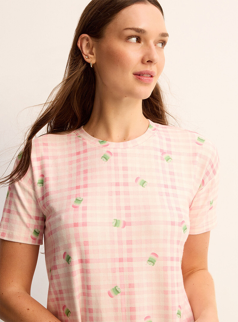 Miiyu x Twik: Le t-shirt de nuit ultradoux mignons motifs &Eacute;cru &agrave; motifs pour femme