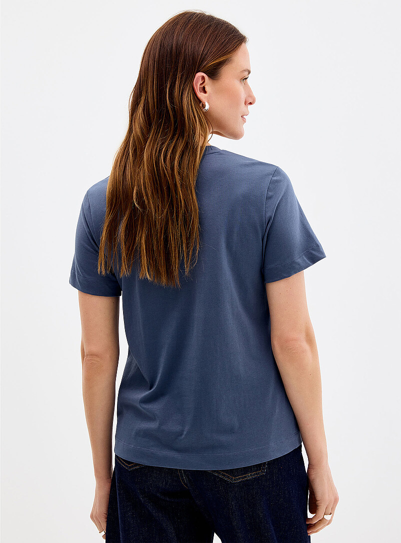 Contemporaine White Printed loose organic cotton tee for women