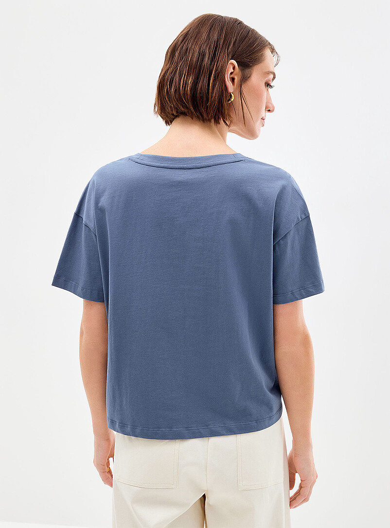 Contemporaine Brown 100% organic cotton boxy V-neck T-shirt for women
