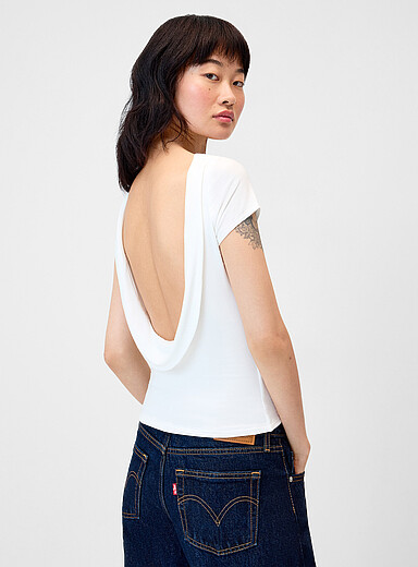 Open-back draped T-shirt
