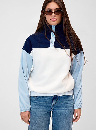 Le sweat molleton col boutons couleurs blocs