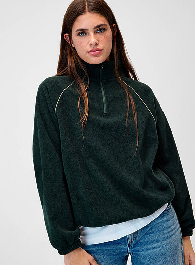 Le sweat molleton col montant zipp&eacute; raglan