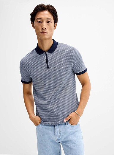 Le polo jacquard micro damier <b>Coupe standard</b>