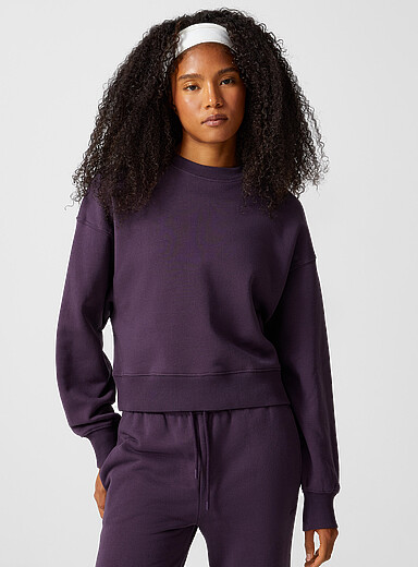 I.FIV5 Grape/Dark Crimson Boxy cotton fleece jersey sweatshirt for women