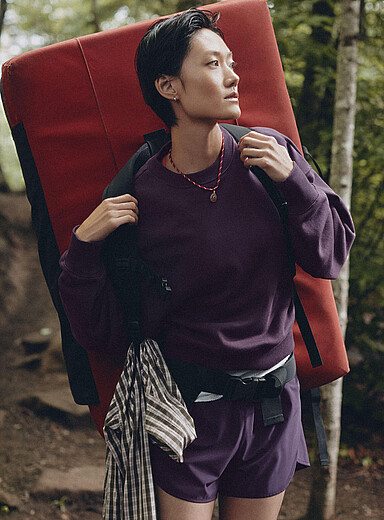 I.FIV5 Grape/Dark Crimson Boxy fleece jersey sweatshirt for women