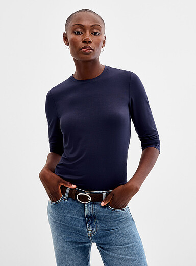 Loose-fit pure linen T-shirt | Contemporaine | Shop Women's Long