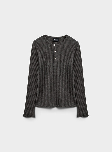 Le 31: Le t-shirt henley c&ocirc;tes plates Oxford pour homme