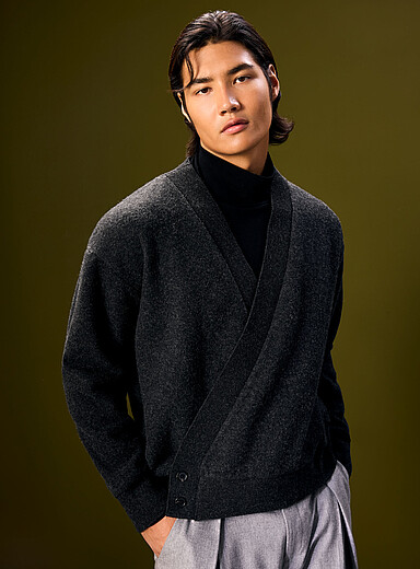 Heathered felt crossover cardigan <b>Le 31 Studio capsule</b>
