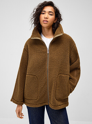 High-pile fleece stand-collar jacket