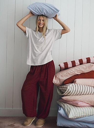 Checked flannel barrel-leg pyjama joggers <b>Christmas Collection</b>