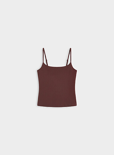 Miiyu Chocolate/Espresso SLO stretch built-in-support cami supple, luxurious, optimal for women
