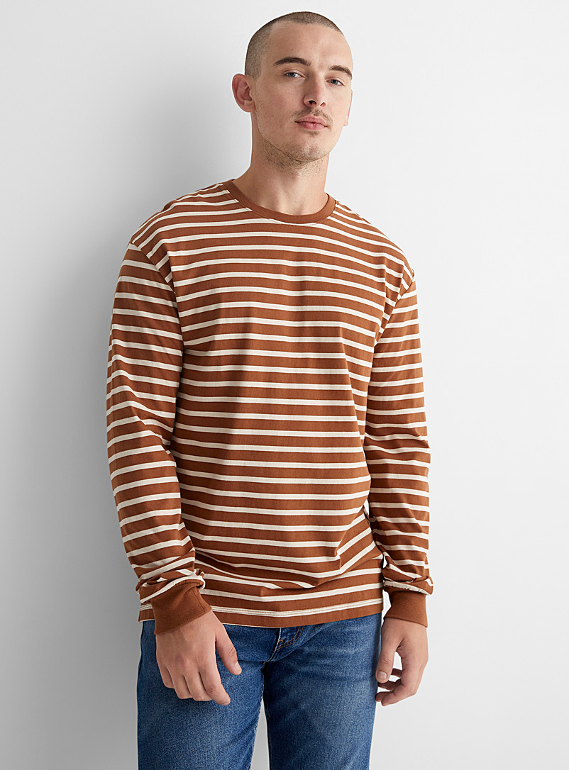 Le 31 Fawn Eco-friendly twin-stripe T-shirt for men