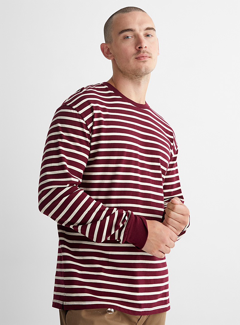 Le 31 Ruby Red Eco-friendly twin-stripe T-shirt for men