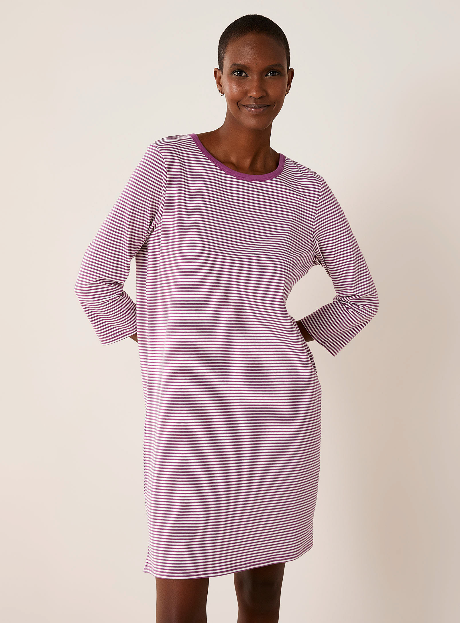 Miiyu Organic Cotton Mini Pattern Nightgown In Dusky Pink