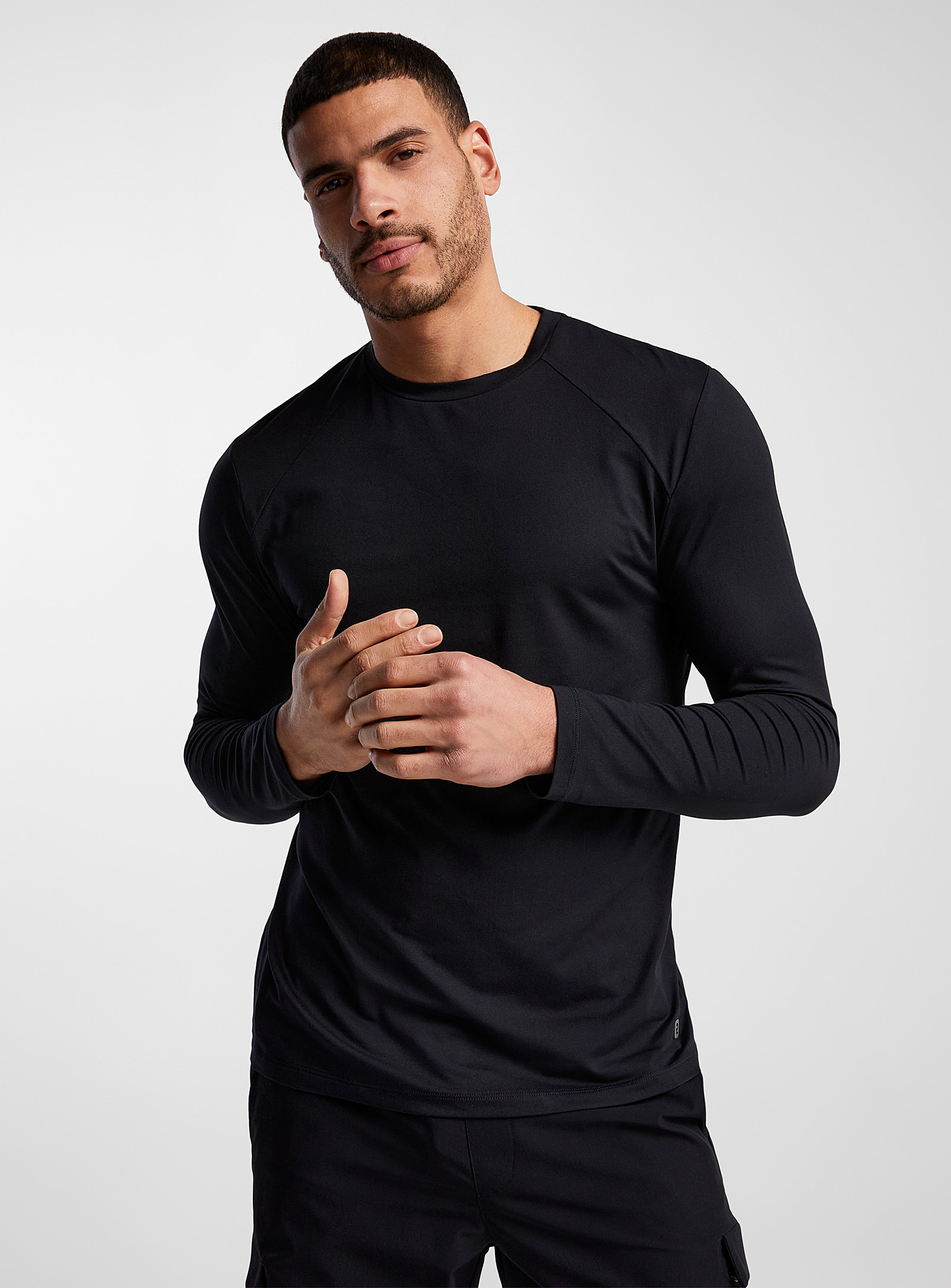 I.fiv5 Ultrasoft Long-sleeve Active T-shirt In Black