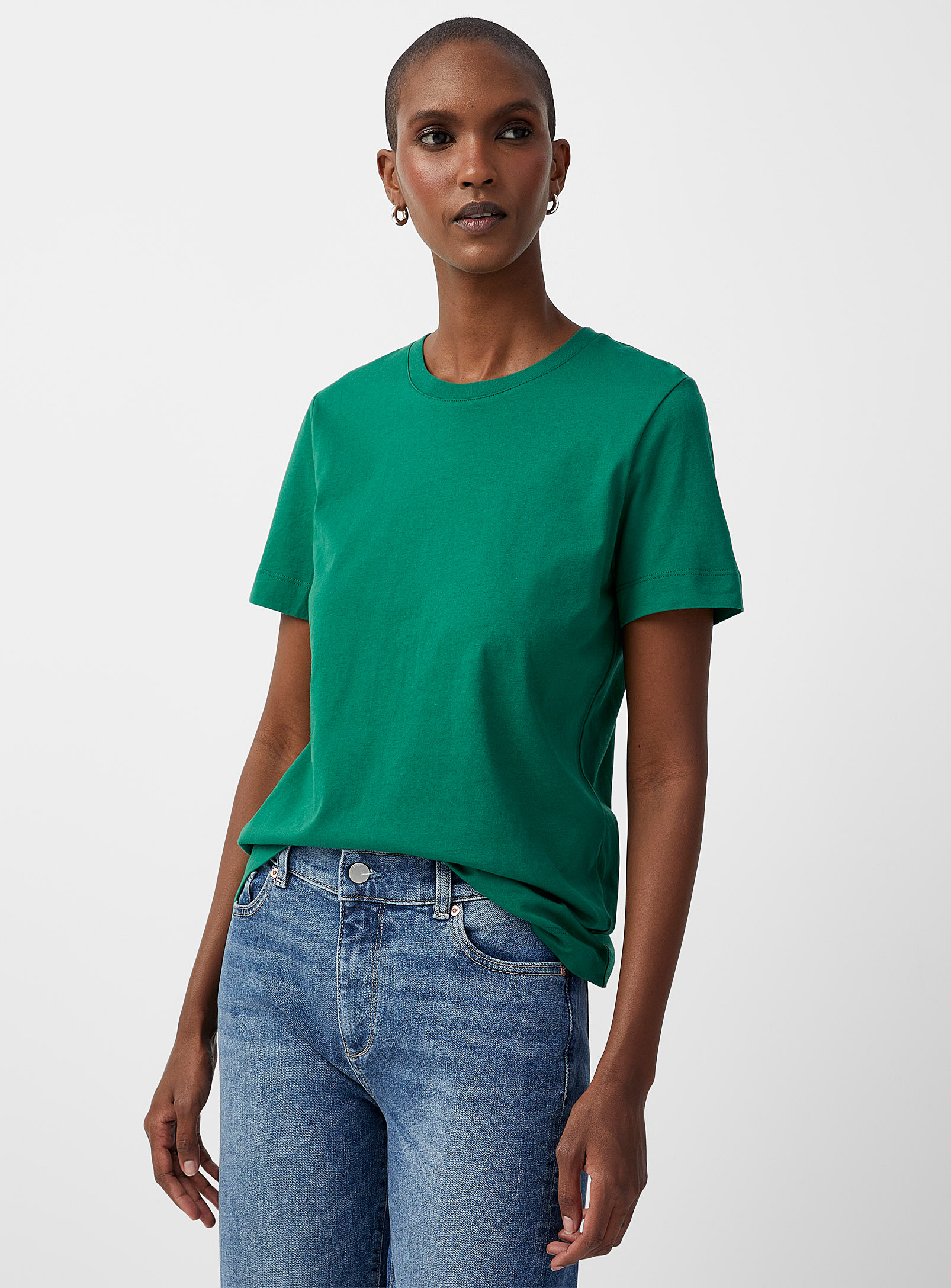 Contemporaine Organic Cotton Crew-neck T-shirt In Green