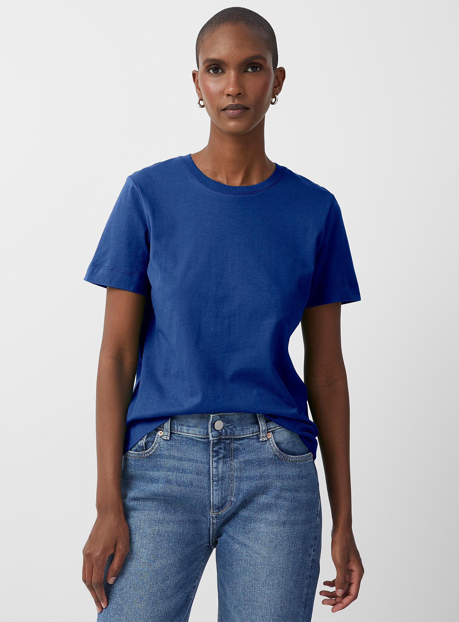 Contemporaine Organic Cotton Crew-neck T-shirt In Blue