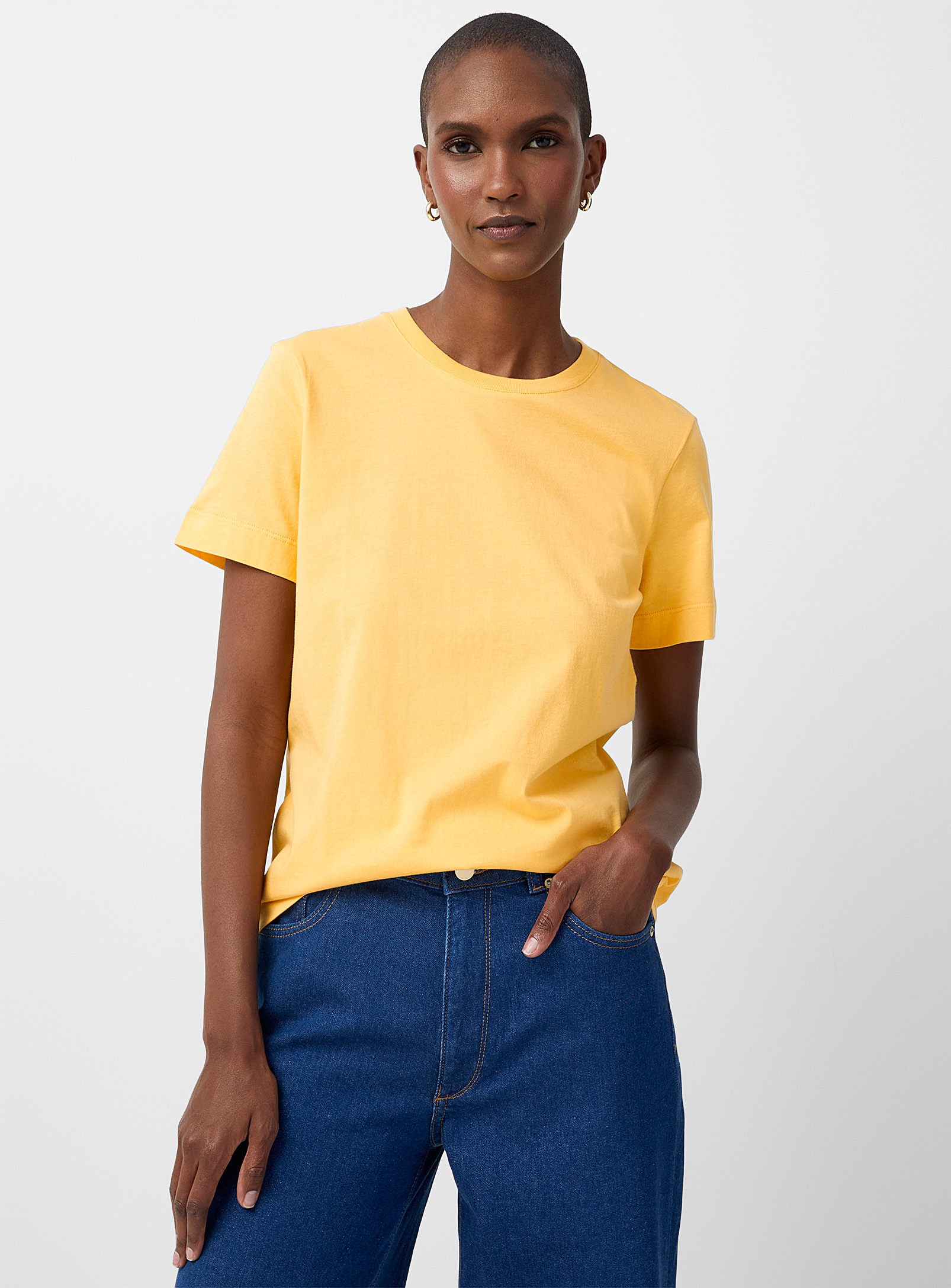Contemporaine Organic Cotton Crew-neck T-shirt In Golden Yellow