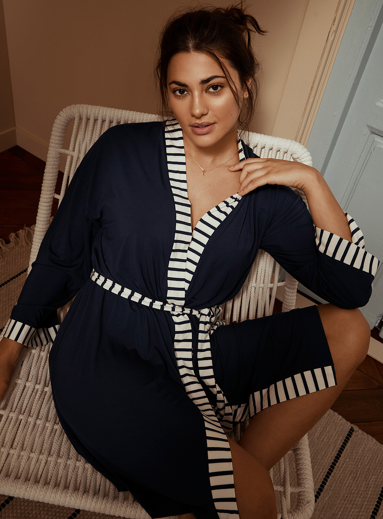 Miiyu Soft Modal Robe In Marine Blue | ModeSens
