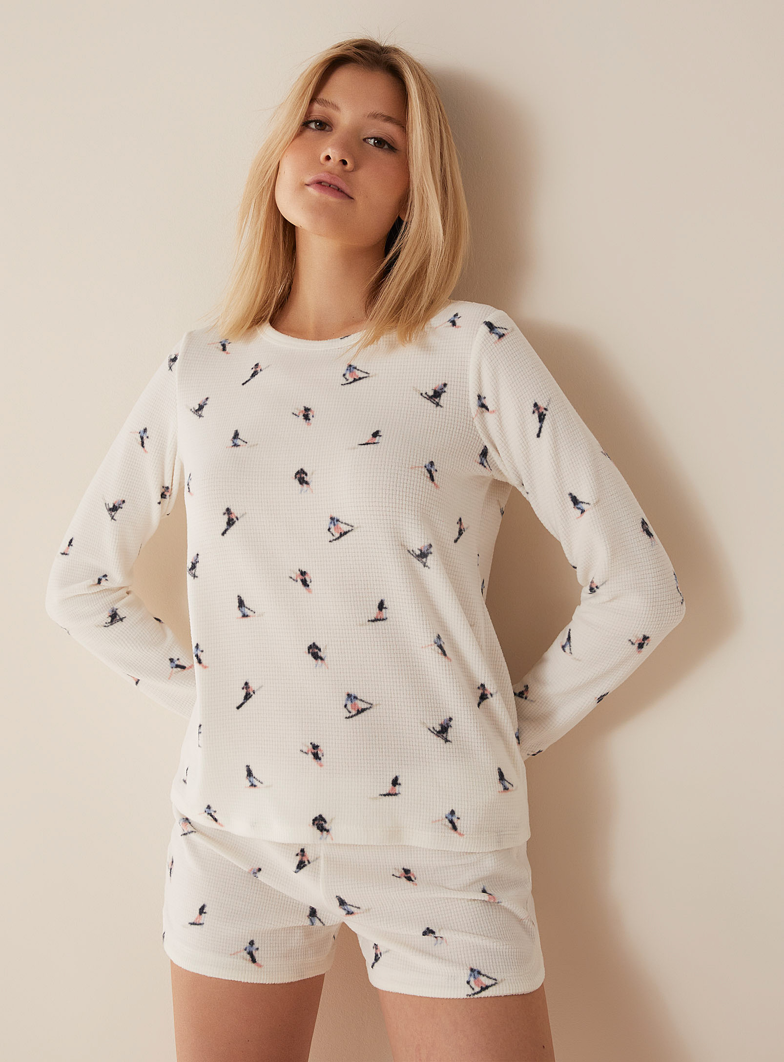 Miiyu X Twik Waffled Polar Fleece Lounge T-shirt In Charcoal