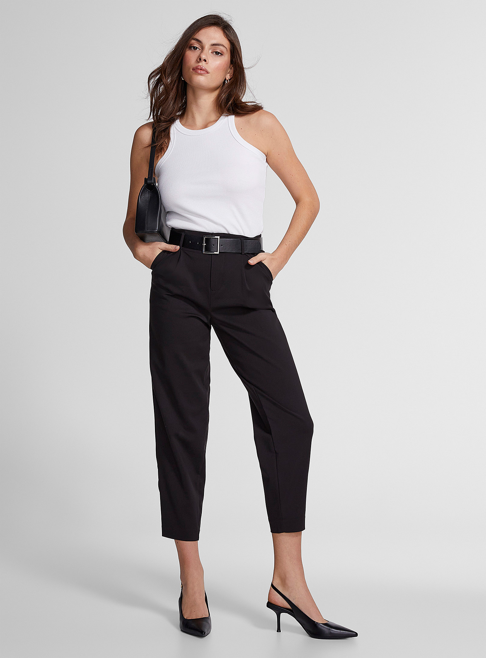 Icone Belted Barrel Pant In Black