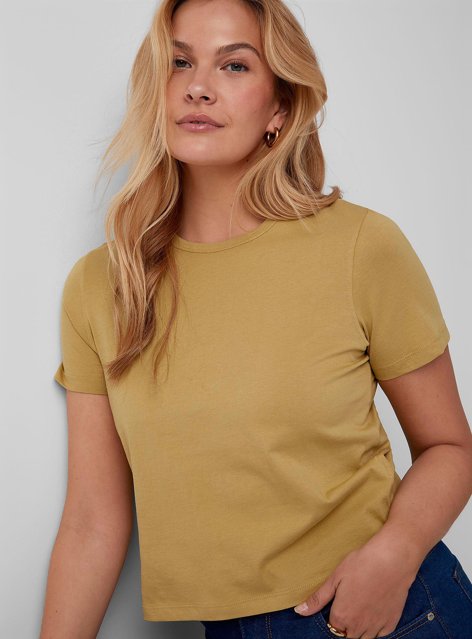 Contemporaine Cropped Organic Cotton T-shirt In Lime Green