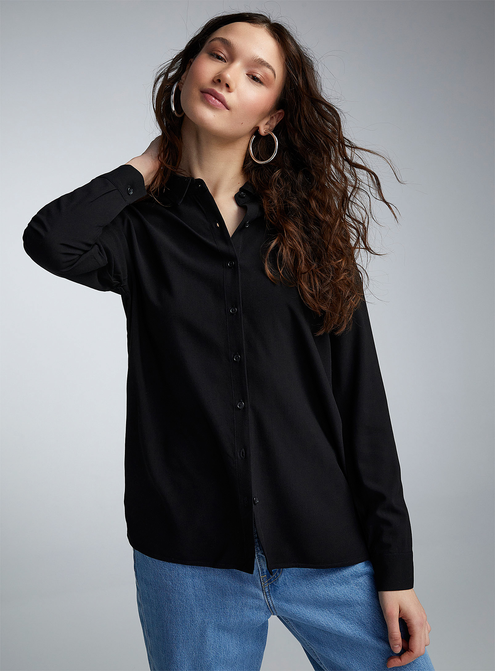 Twik Flowy Straight-fit Shirt In Black