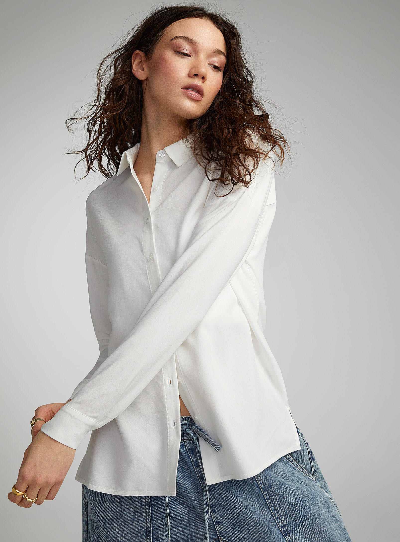 Twik Flowy Straight-fit Shirt In White