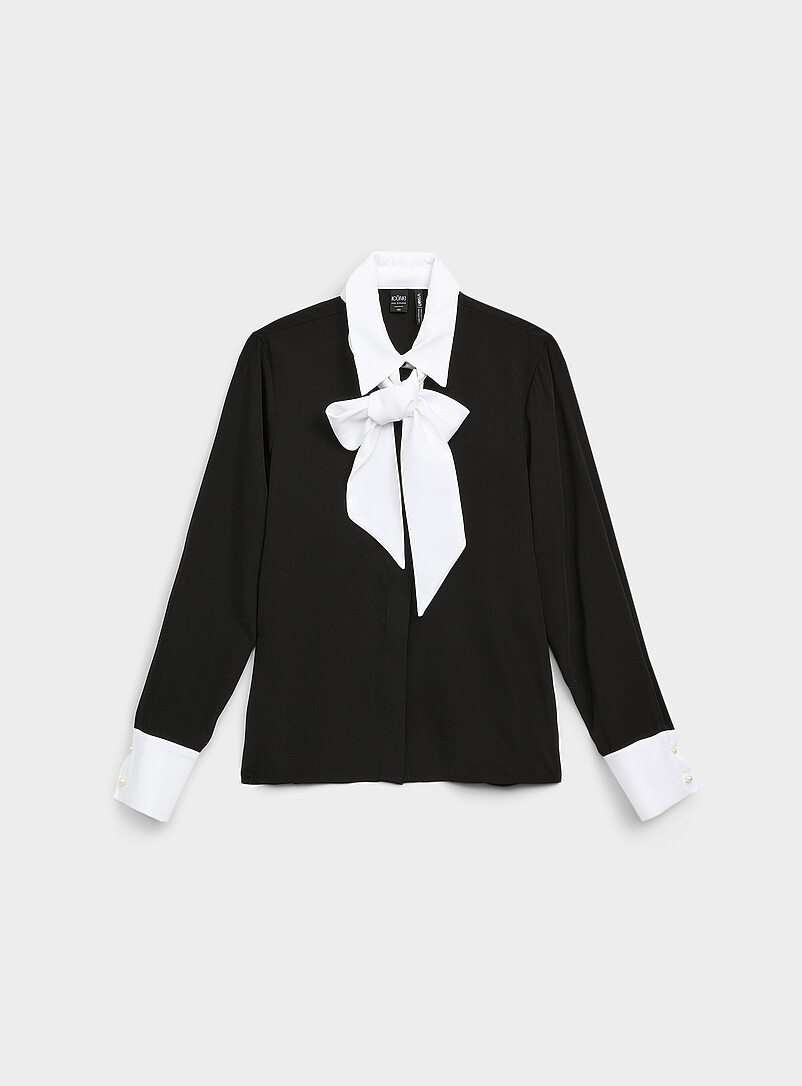 Contrast scarf-collar shirt product image 3