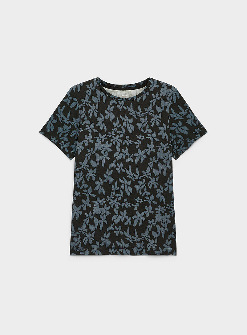 Patterned Flowy Crew-Neck T-Shirt