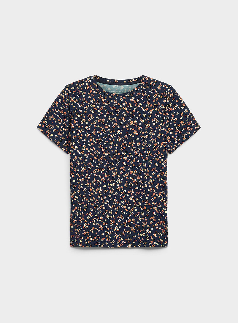 Patterned Flowy Crew-Neck T-Shirt
