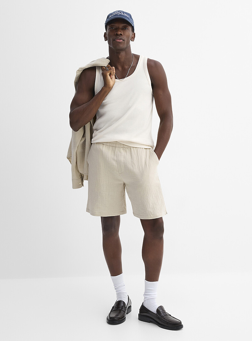 Crinkled Cotton Short Inseam: 8.5" (21 Cm)