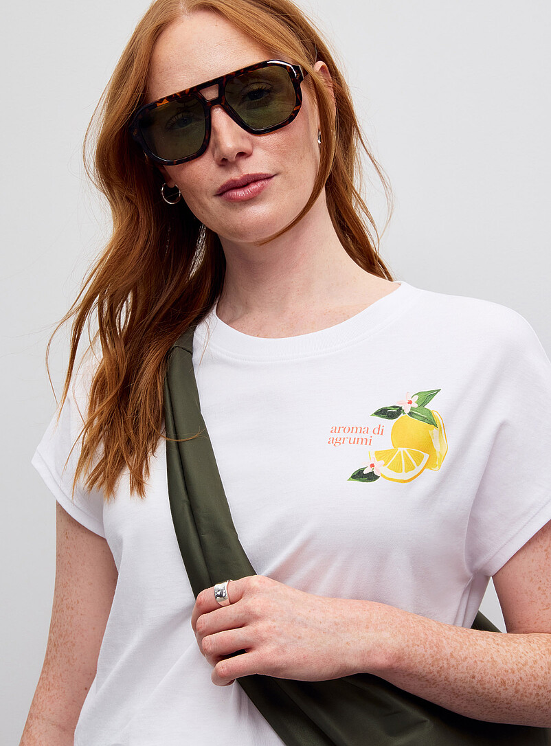 Printed 100% Organic Cotton Cap-Sleeve T-Shirt