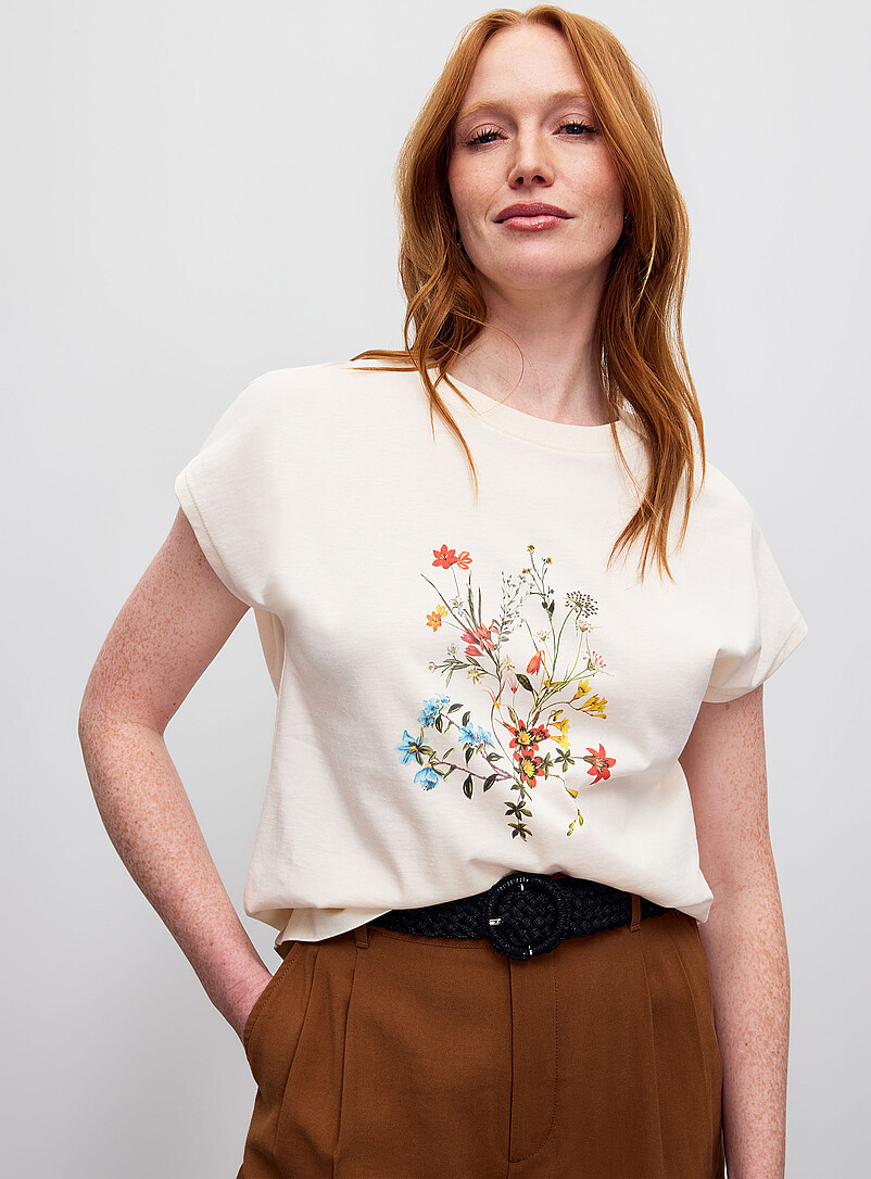 Printed 100% Organic Cotton Cap-Sleeve T-Shirt