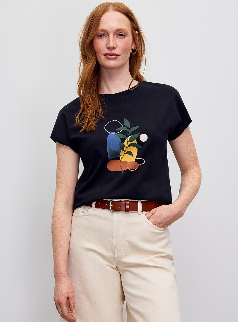 Printed 100% Organic Cotton Cap-Sleeve T-Shirt