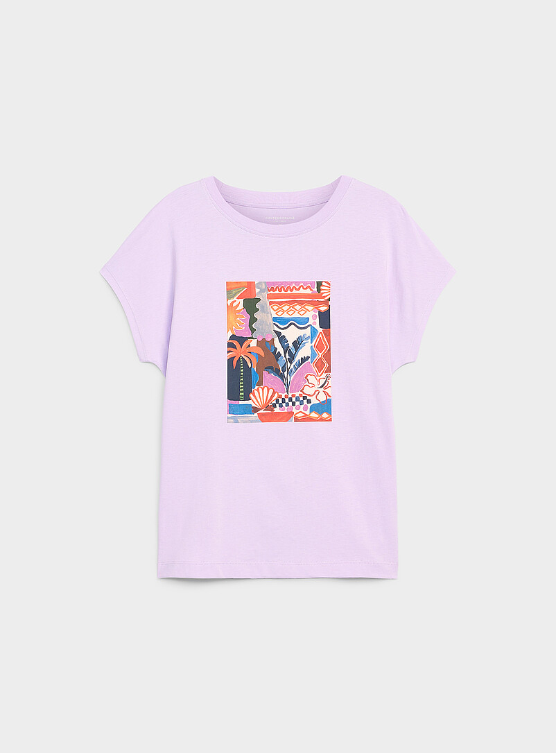 Printed 100% organic cotton cap-sleeve T-shirt product image (primary)
