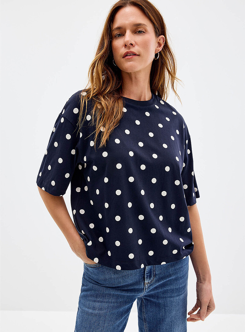 Organic cotton pattern boxy T-shirt product image (primary)