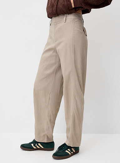 Linen-blend barrel-leg dress pant product image 3