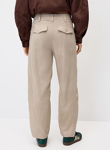 Linen-blend barrel-leg dress pant product image 4
