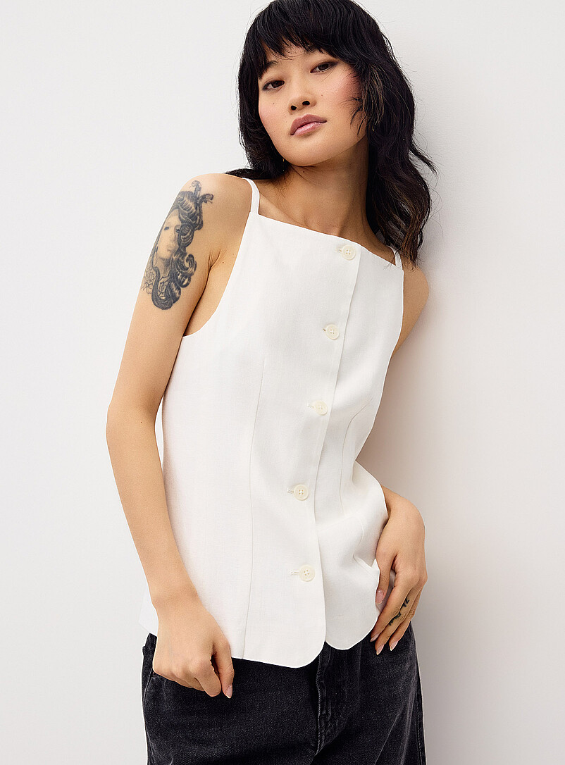 Linen-blend apron tank top product image (primary)