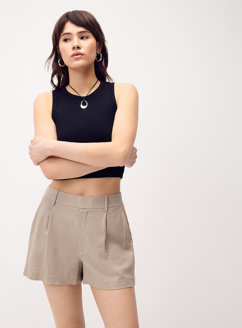 Linen-Blend Dress Mini Short