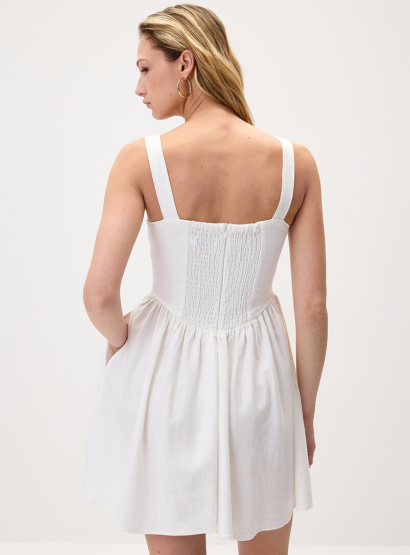 Linen-blend bustier-effect minidress product image 3