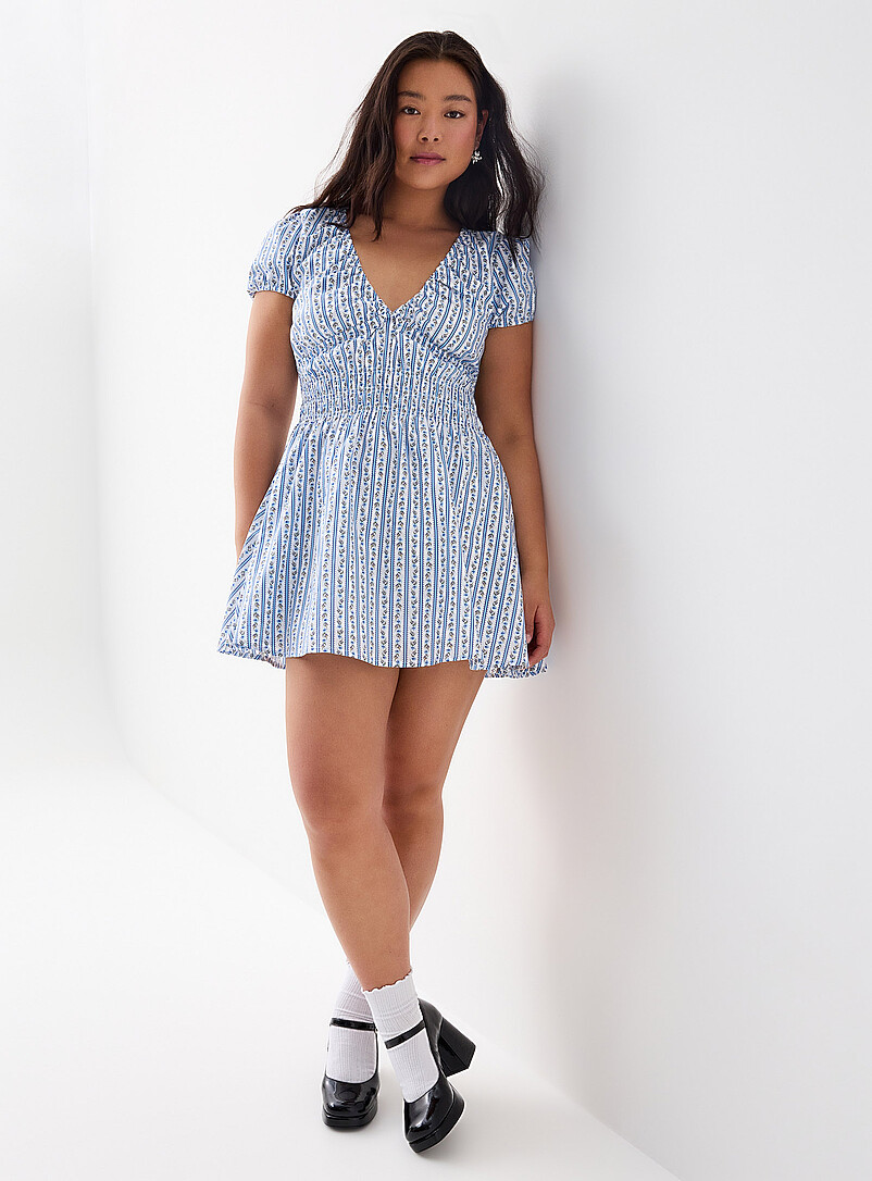 Smocked Poplin Minidress