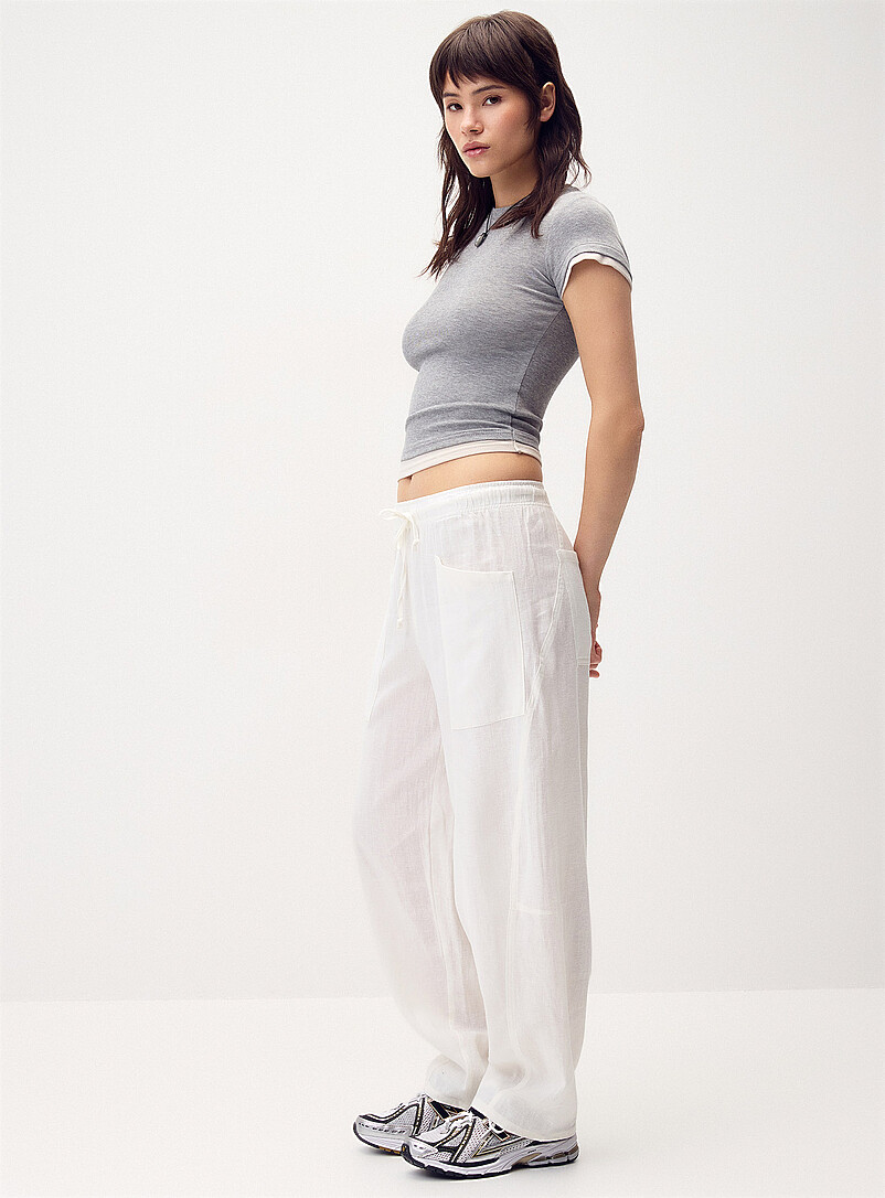 Linen-blend barrel-leg pant product image (primary)