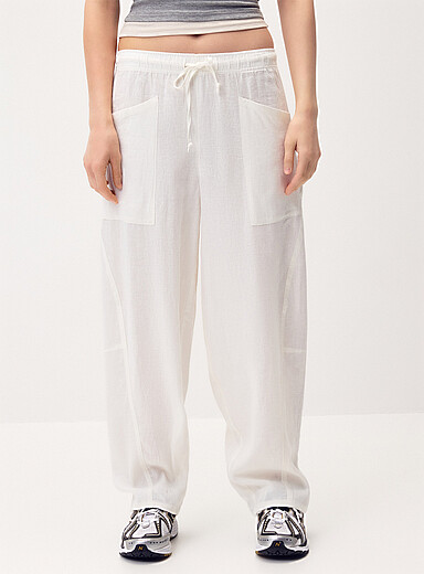 Linen-blend barrel-leg pant product image 3