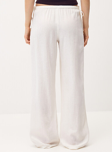 Drawcord waist linen-blend wide-leg pant product image 4