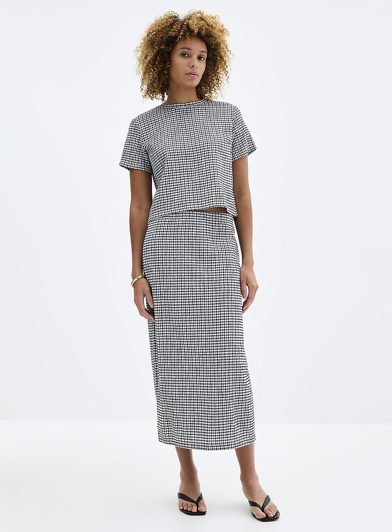 Stretch gingham boxy-fit T-shirt product image 2